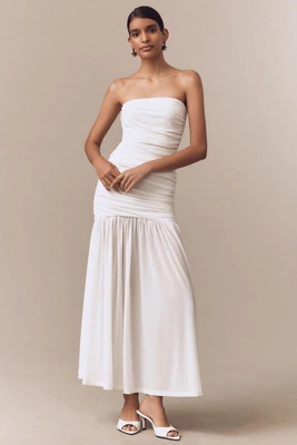 Bardot Solana Strapless Gathered Mesh Drop-Waist Maxi Dress | Anthropologie (US)