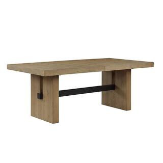 Steve Silver Aubrey Brown Wood 78 in. Trestle Base Dining Table Seats 10 with 18 in. Leaf ABR500N... | The Home Depot