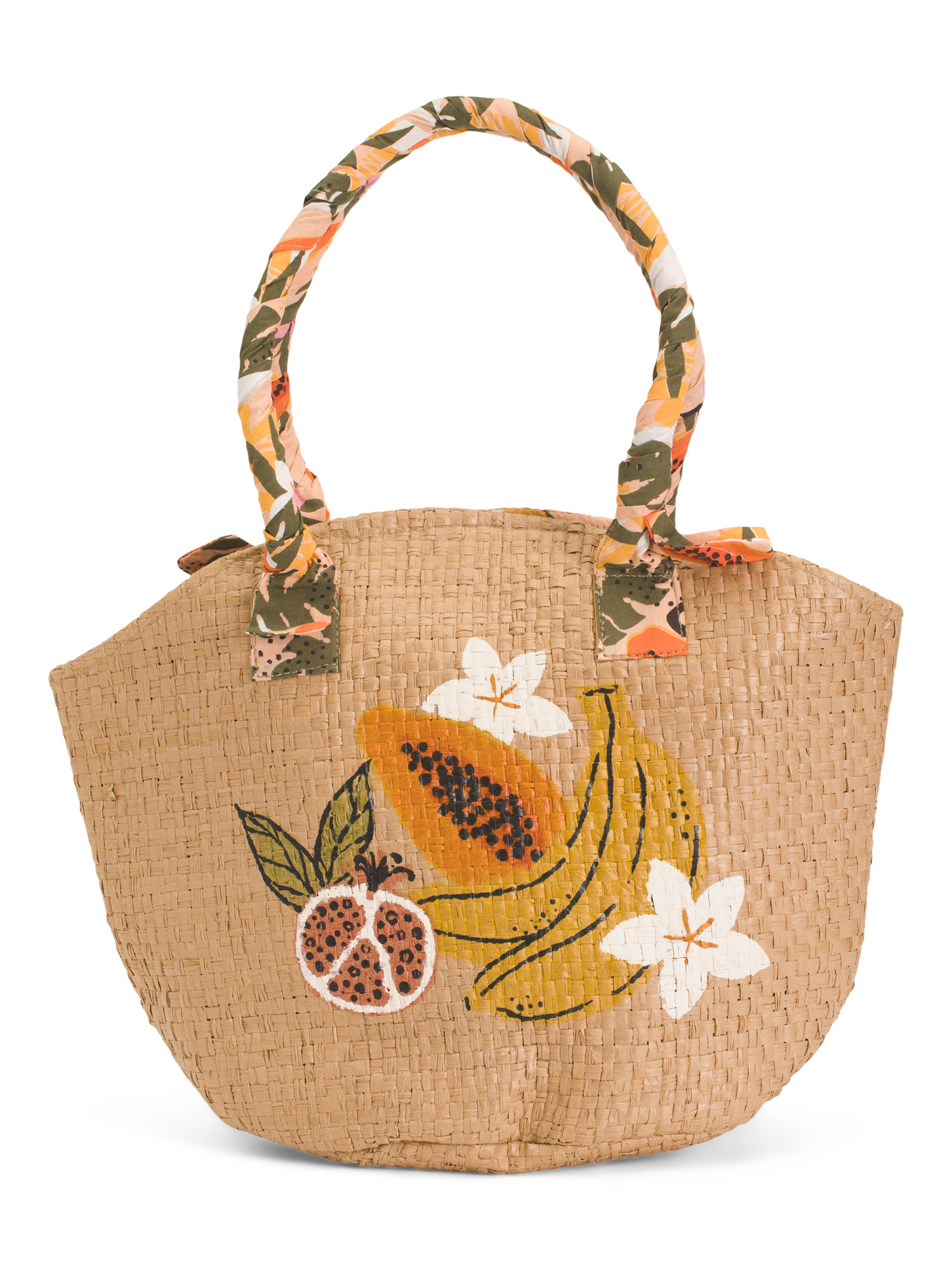 Banana Straw Tote With Scarf | TJ Maxx