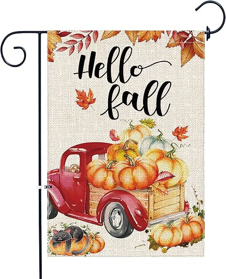 pinata Fall Garden Flag Pumpkin Hello Fall Outdoor Decoration Red Truck Yard Flag Burlap Small Ga... | Amazon (US)