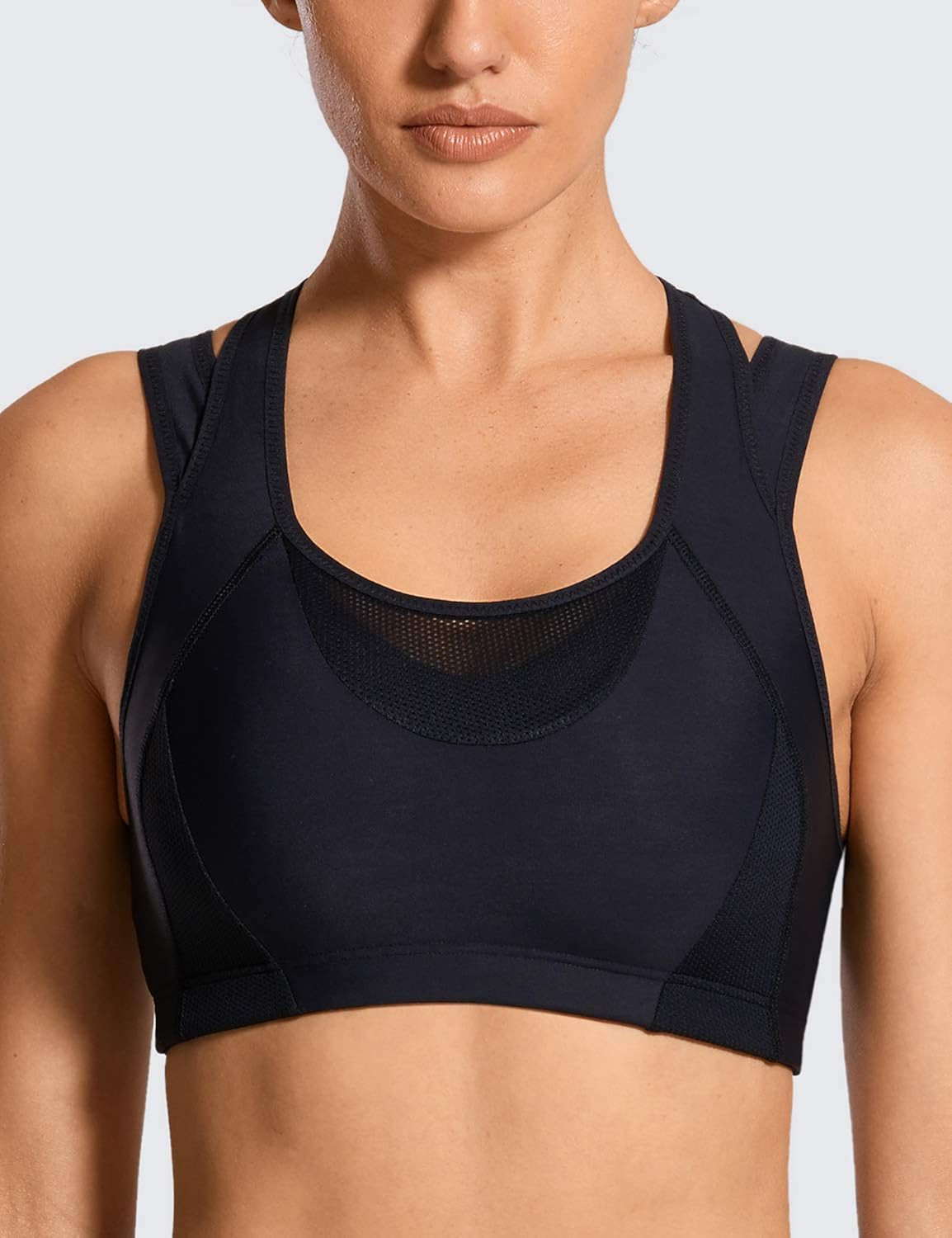 SYROKAN Sports Bras for Women High Impact Support Full Coverage High Neck Racerback Wireless No B... | Amazon (US)