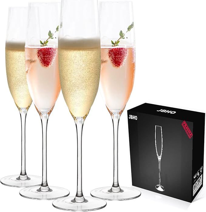 JBHO Champagne Glasses-Elegant Flutes-Gift-Box-Hand Blown Champagne Flutes Glass-100% Lead-Free P... | Amazon (US)