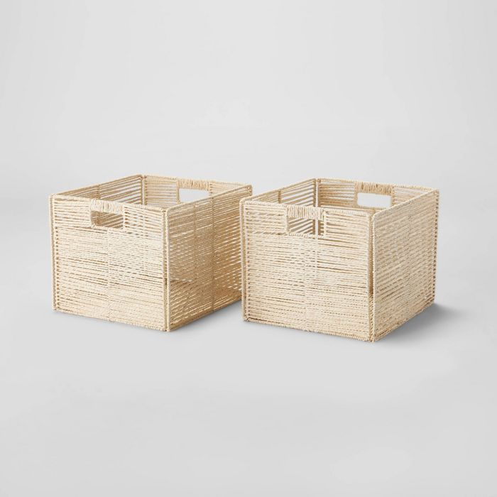 Set of 2 Large Woven Collapsible Twisted Paper Milk Crates Natural - Brightroom&#8482; | Target