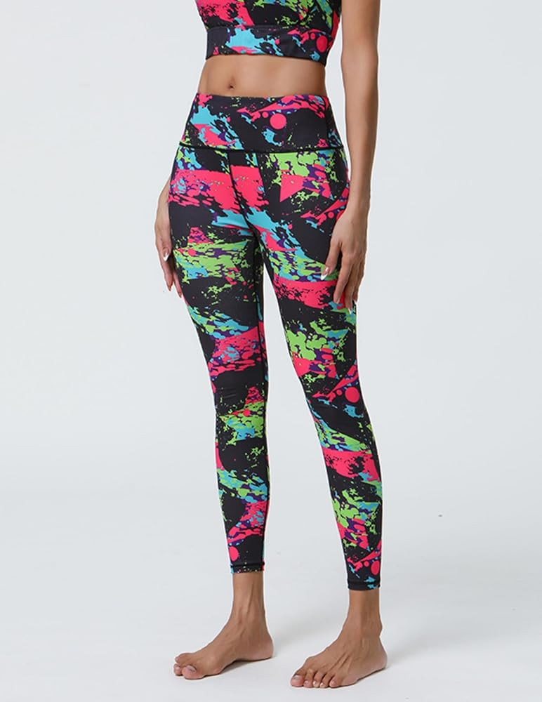 Women's Yoga Pants High Waist Leggings Splatter Paint Pattern Shaping Pants Workout for Active an... | Amazon (US)