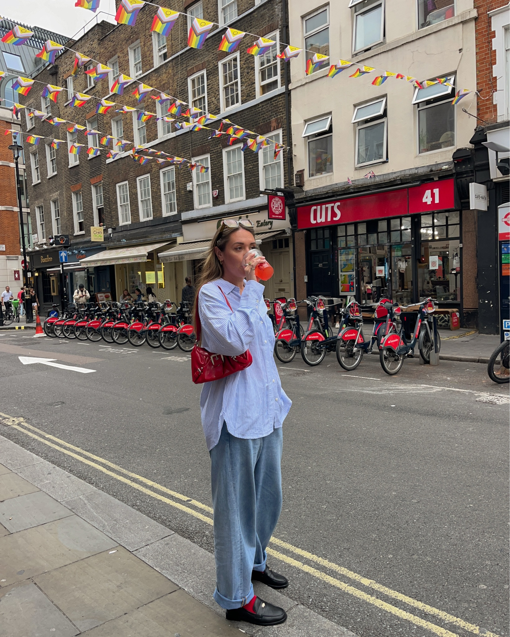 A pop of red 🍷 Oversized Bershka blue pin stripe shirt with baggy Motel Rocks denim jeans, red ASOS socks and ASOS loafers

#asos #asseenonme #bershka #motelrocks #baggydenim #baggyjeans #oversizedshirt 

#LTKautumn #LTKeurope #LTKuk