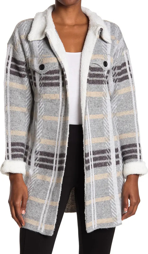 BY DESIGN Mimi Plaid Faux Shearling Jacket | Nordstromrack | Nordstrom Rack