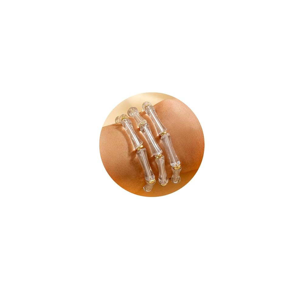 Acrylic Bangle Bracelet for Women Transparent Resin Chunky Bangle Bracelet Stretch Clear Bamboo T... | Amazon (US)