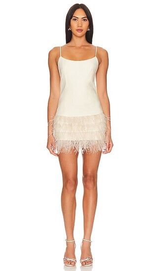 Anika Mini Dress in Beige Neutral | Revolve Clothing (Global)