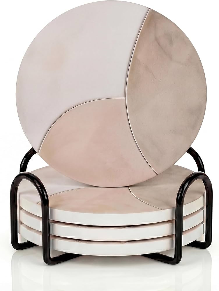 VEYRO Coasters Set of 4 for Drinks – Absorbent Ceramic Stone Drink Coasters with Cork Backing f... | Amazon (US)