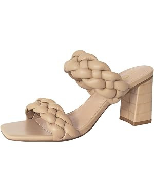 Athlefit Women's Braided Heeled Sandals Summer Square Open Toe Chunky Block Heels | Amazon (US)