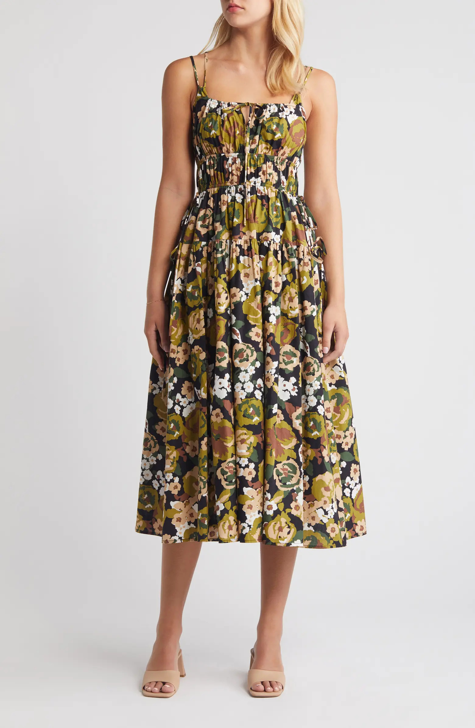 MOON RIVER Floral Midi Sundress | Nordstrom | Nordstrom