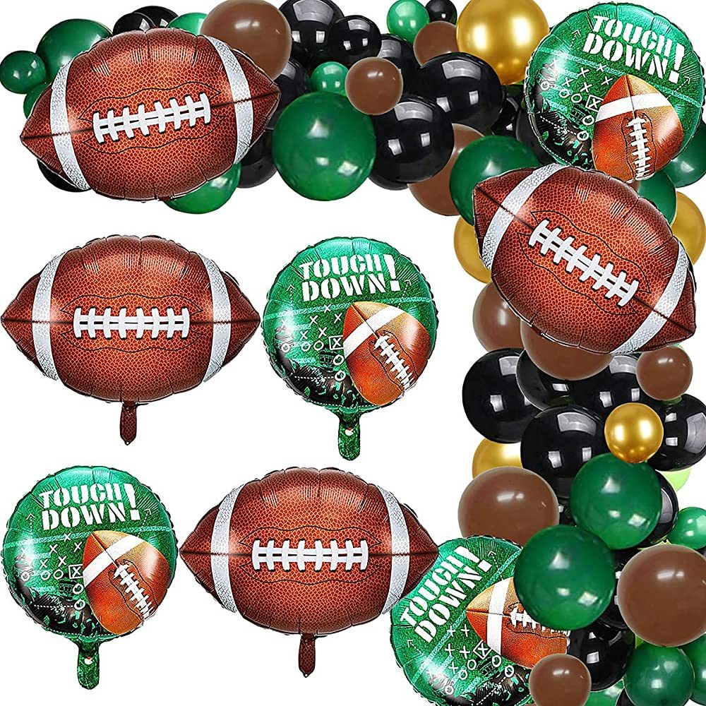 Football Party Balloon Garland Kit, 104 Pcs Black Gold Green Brown Balloons Arch Football Shaped ... | Amazon (US)