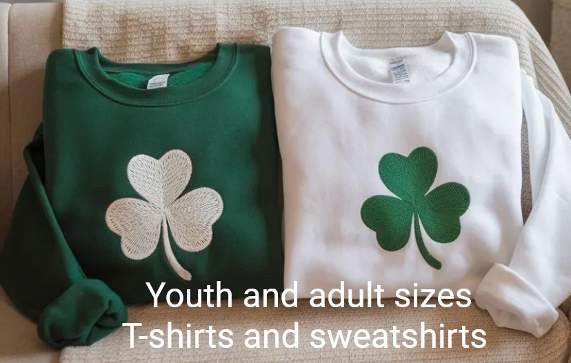 St Patrick’s Day -embroidered shamrock  t-shirt and sweatshirts



#LTKKids #LTKFamily #familymatching #stpats #irish #stpatssweatshirt #etsy #shamrock #stpatsoutfit 

#LTKStyleTip #LTKSeasonal #LTKFindsUnder50