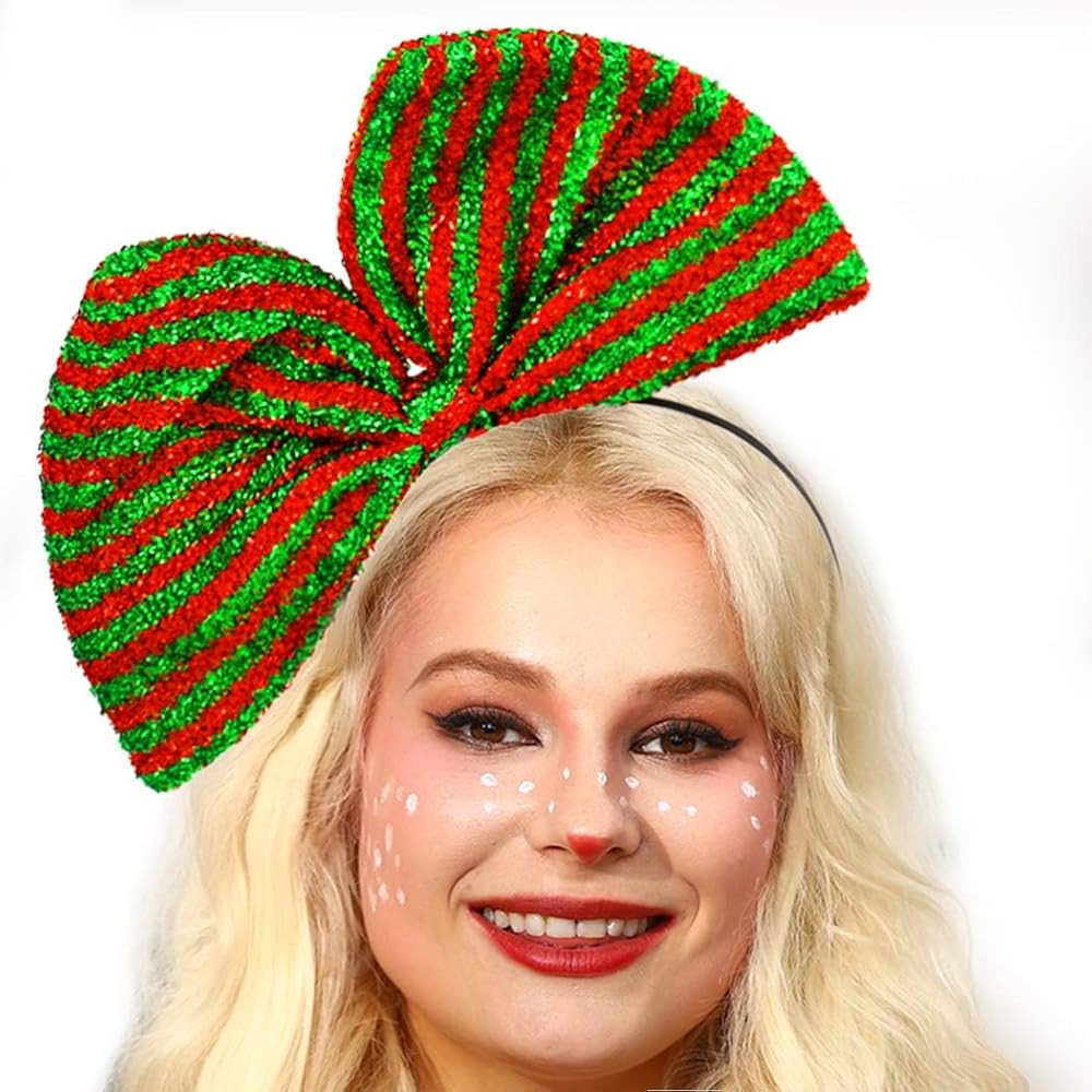 Xmas Bow Headbands Red Green Sequins Glitter Hairband Christmas Bows Headbands Cute Bow Hair Acce... | Amazon (US)
