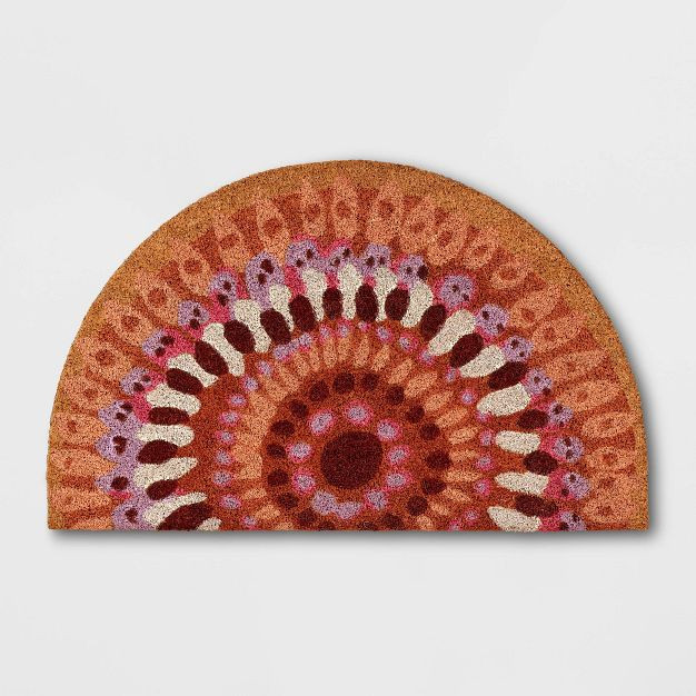 1'6" x 2'6" Outdoor Half-Circle Floral Door Mat Warm - Opalhouse™ | Target