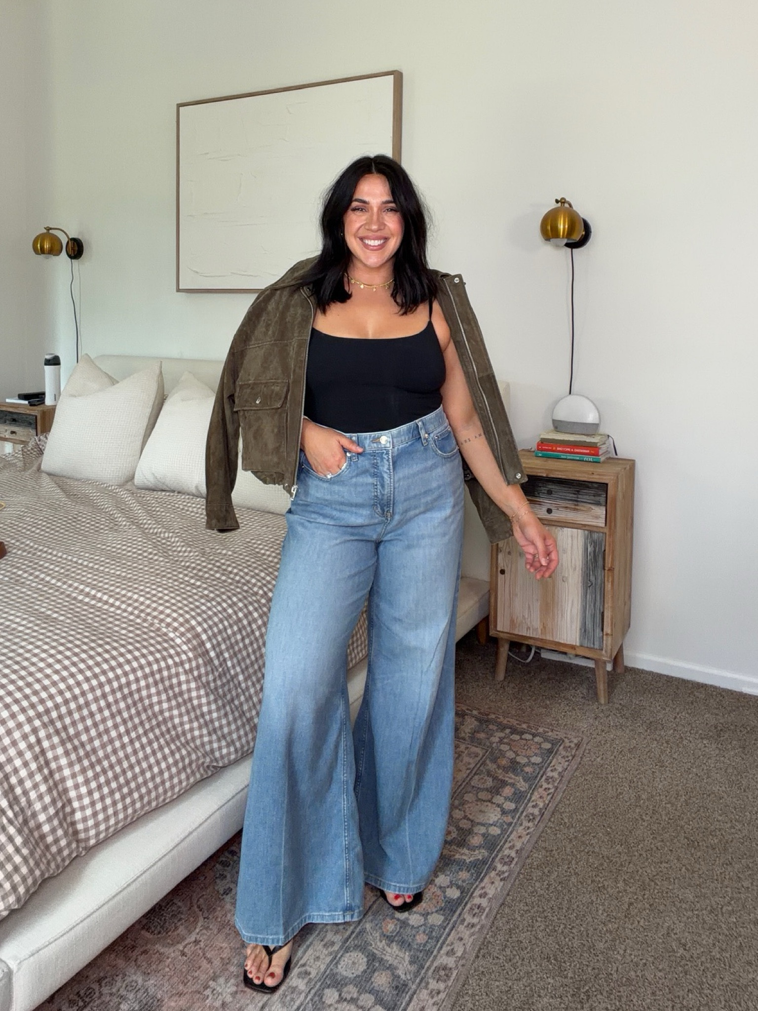 Spring/summer date night outfit! Jeans feel like sweats they're so comfy. I did a L but could do a M too! Super high rise wide leg. 

#LTKootd #LTKMidsize #LTKSeasonal