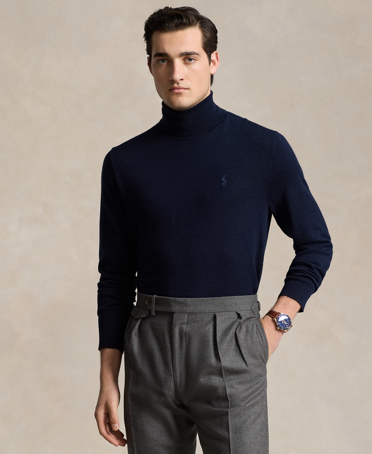 Polo Ralph Lauren Men's Washable Wool Turtleneck Sweater - Blue | Macy's