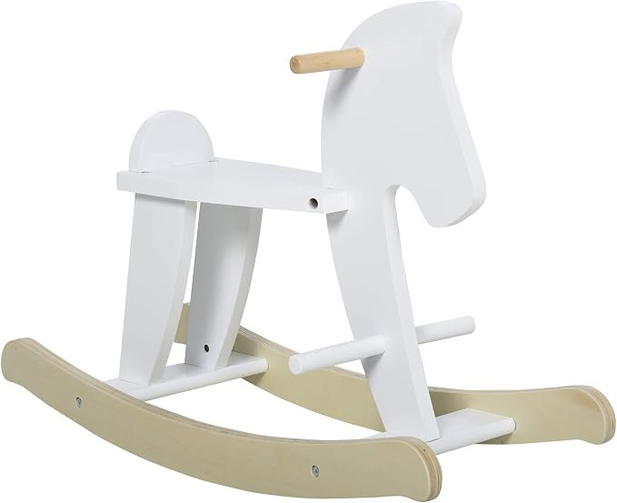 Qaba Wooden Rocking Horse Toddler Baby Ride-on Toys for Kids 1-3 Years with Classic Design & Soli... | Amazon (US)