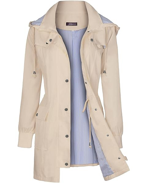 LOMON Raincoat Women Waterproof Long Hooded Trench Coats Lined Windbreaker Travel Jacket S-XXL | Amazon (US)