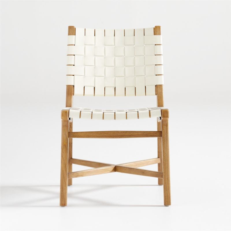Taj White Woven Leather Dining Chair + Reviews | Crate & Barrel | Crate & Barrel