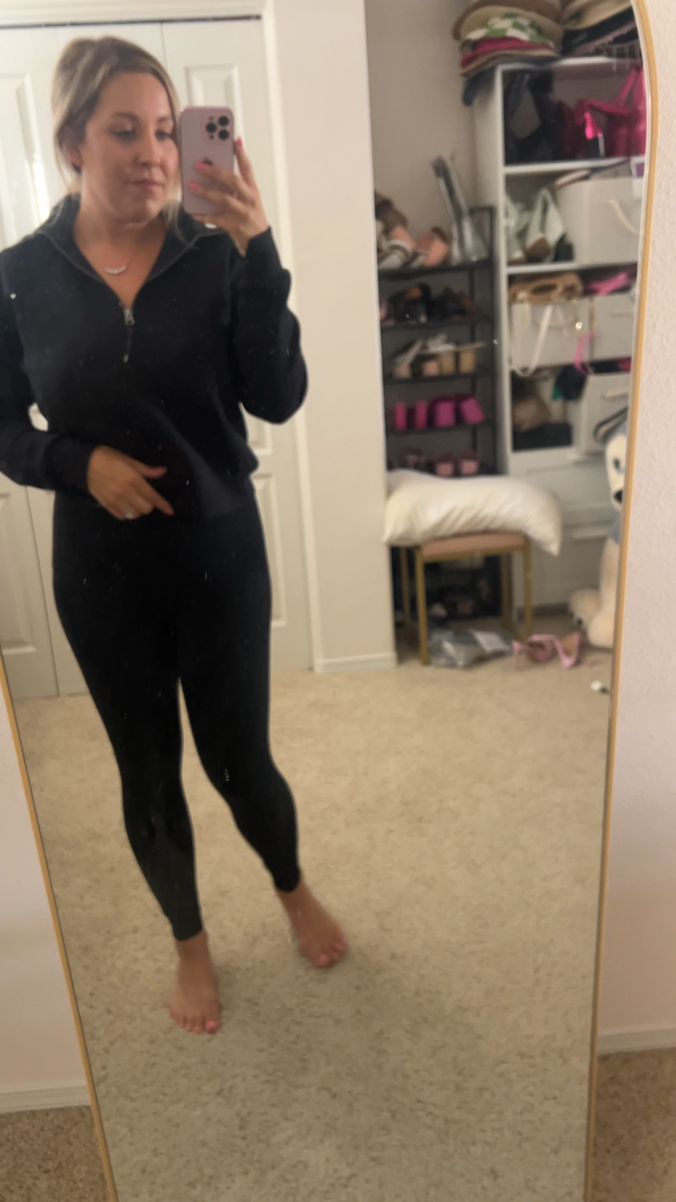 Spanx half zip sweatshirt. The softest thing I’ve ever worn! (Size small)

Booty boost leggings size medium (size up!)

Work out outfit, fall activewear , Spanx outfit, Spanx leggings 

#LTKActive #LTKFitness #LTKMidsize