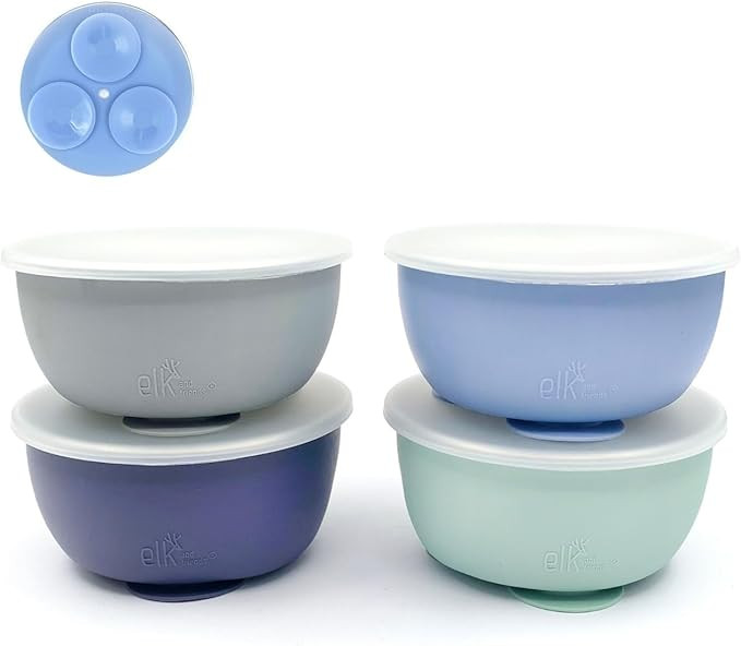 Elk and Friends Stainless Steel Bowls with Silicone Sleeve for Babies & Toddlers | Lids Included ... | Amazon (US)