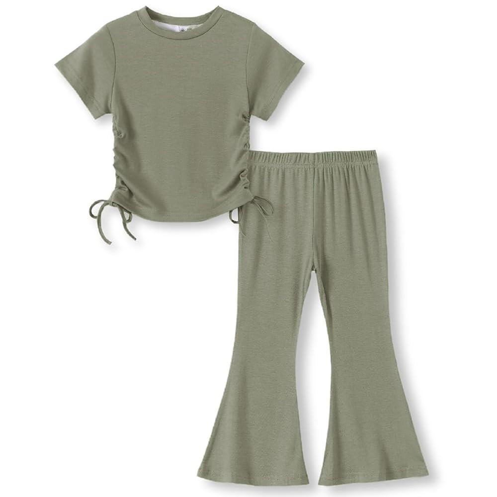 ACESTAR Toddler Baby Girls Clothes Set 2 Piece Summer Outfits Solid Short Sleeve T-Shirts Tee & F... | Amazon (US)