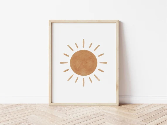 Boho Watercolor Sun Print  Nursery Printable Wall Art  Baby | Etsy | Etsy (US)