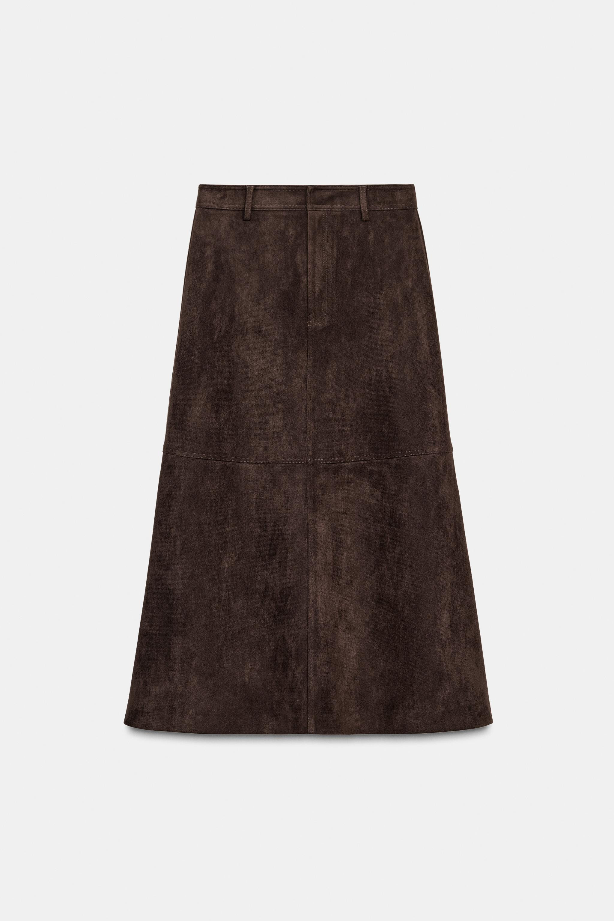 FAUX SUEDE MIDI SKIRT | Zara US