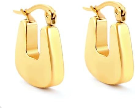 Geometric Hoop Earrings Set in 18K Gold Plated and Silver, C, U and Pentagon, Rectangle, Square, ... | Amazon (US)