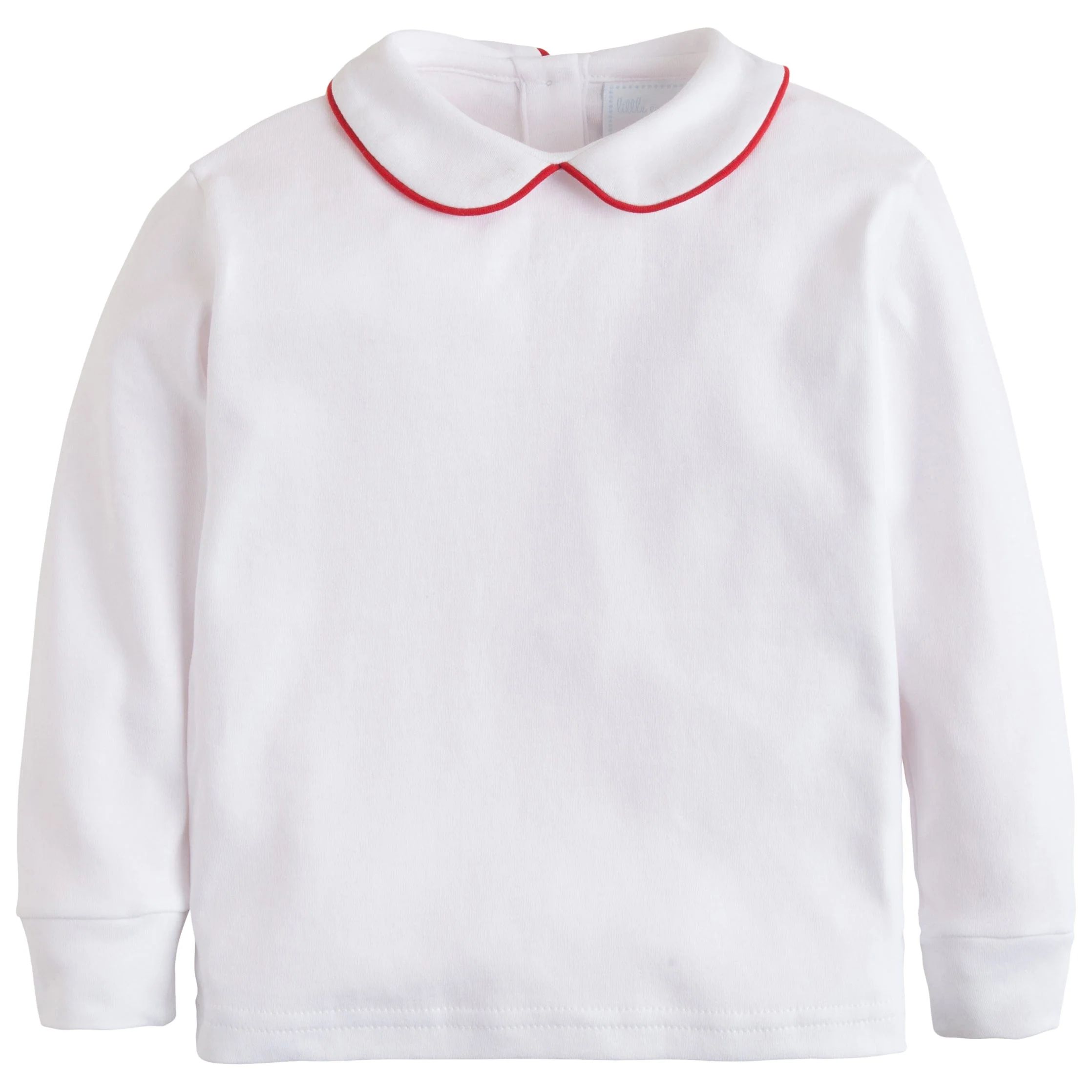 Boy & Girl Red Trimmed Peter Pan Collared Shirt | Little English