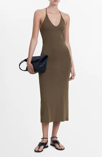 MANGO Sleeveless Midi Dress in Khaki Green at Nordstrom Rack, Size 10 | Nordstrom Rack