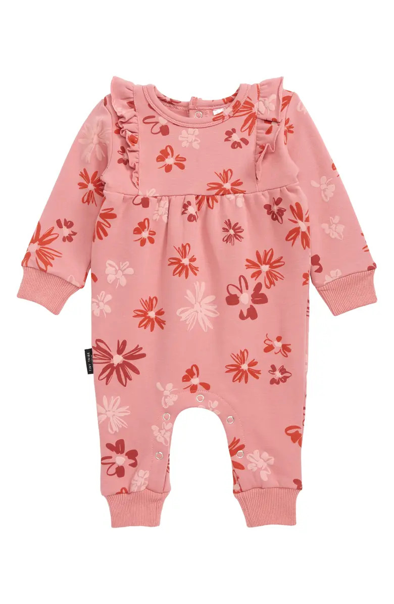 TINY TRIBE Flower Garden Ruffle Stretch Cotton Romper | Nordstrom | Nordstrom