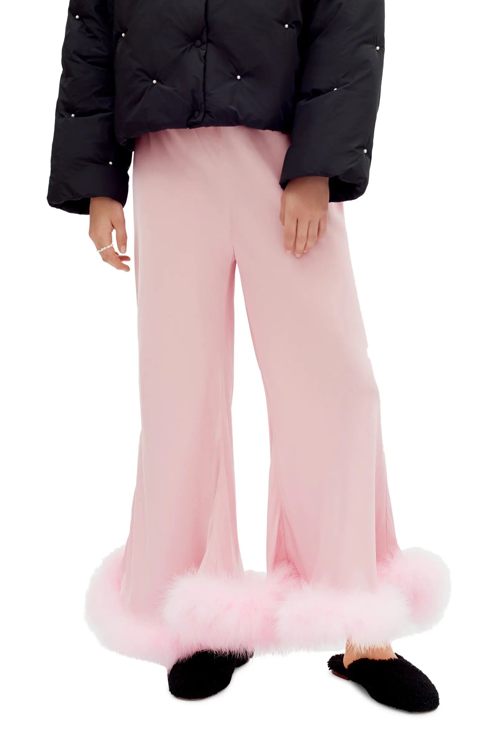 Boudoir Pajama Pants with Detachable Feather Trim | Nordstrom