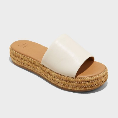 Women's Casey Flatform Slide Sandals - A New Day™ Ivory 9.5 | Target