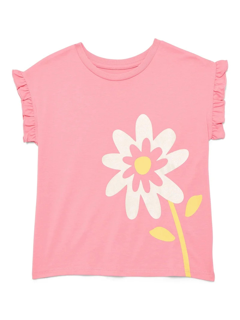 Wonder Nation Girls Ruffle Dolman Tee, Sizes 4-10 | Walmart (US)