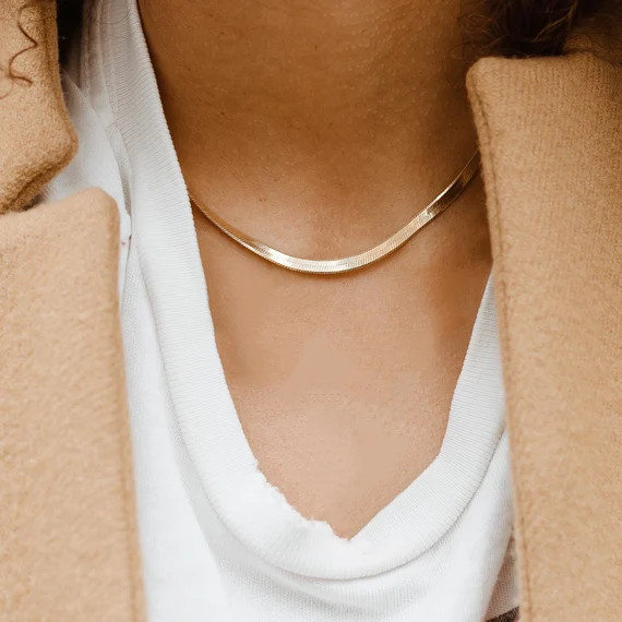 Snake Chain | Herringbone Necklace | Gold or Silver Snake Chain Necklace | Etsy (US)