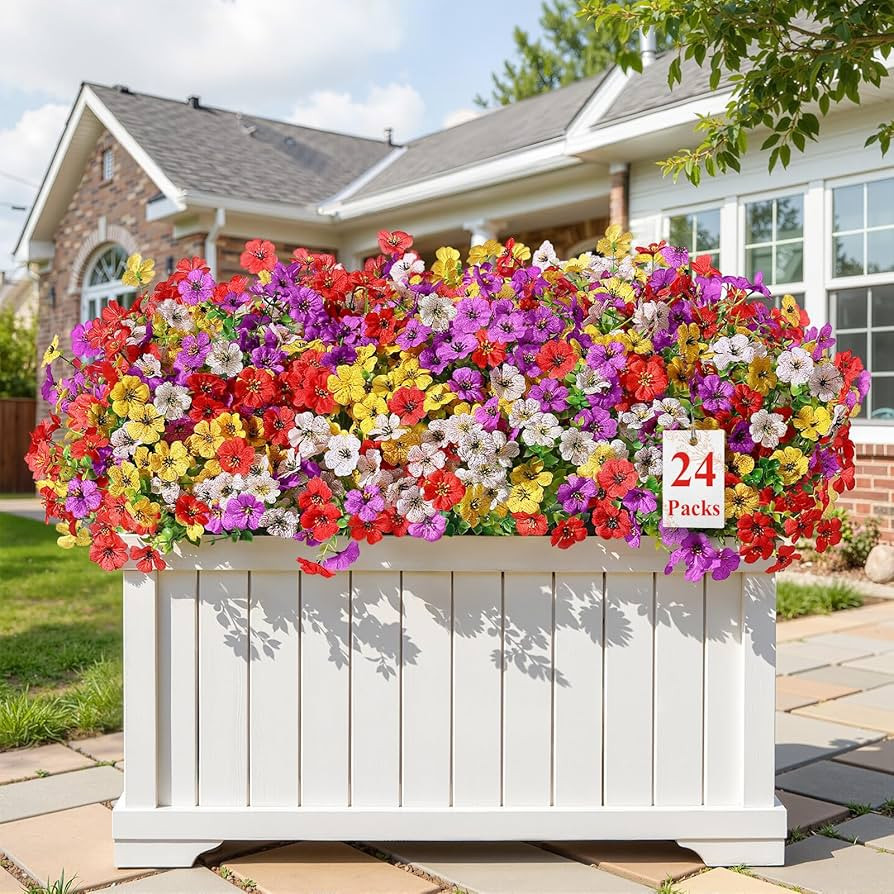 Alupssuc 24 Bundles Artificial Flowers for Outdoors Decoration, UV Resistant Silk Faux Floral Spr... | Amazon (CA)