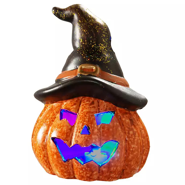 Pre-Lit Short Witch Hat Creepy Pumpkin | Kirkland's Home