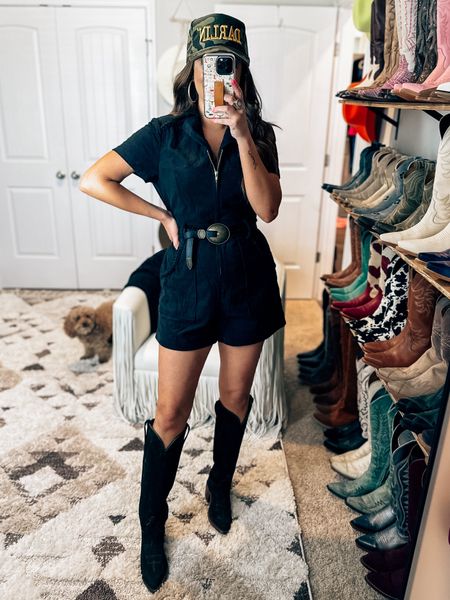 Country concert outfit idea - Amazon look for less black romper for women - wearing a medium - cowgirl boots - Nashville rodeo western fashion festival 

#LTKFestival #LTKFindsUnder50 #LTKStyleTip