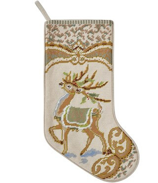 Peking Handicraft Reindeer Embroidered Needlepoint Holiday Stocking | Dillard's | Dillard's