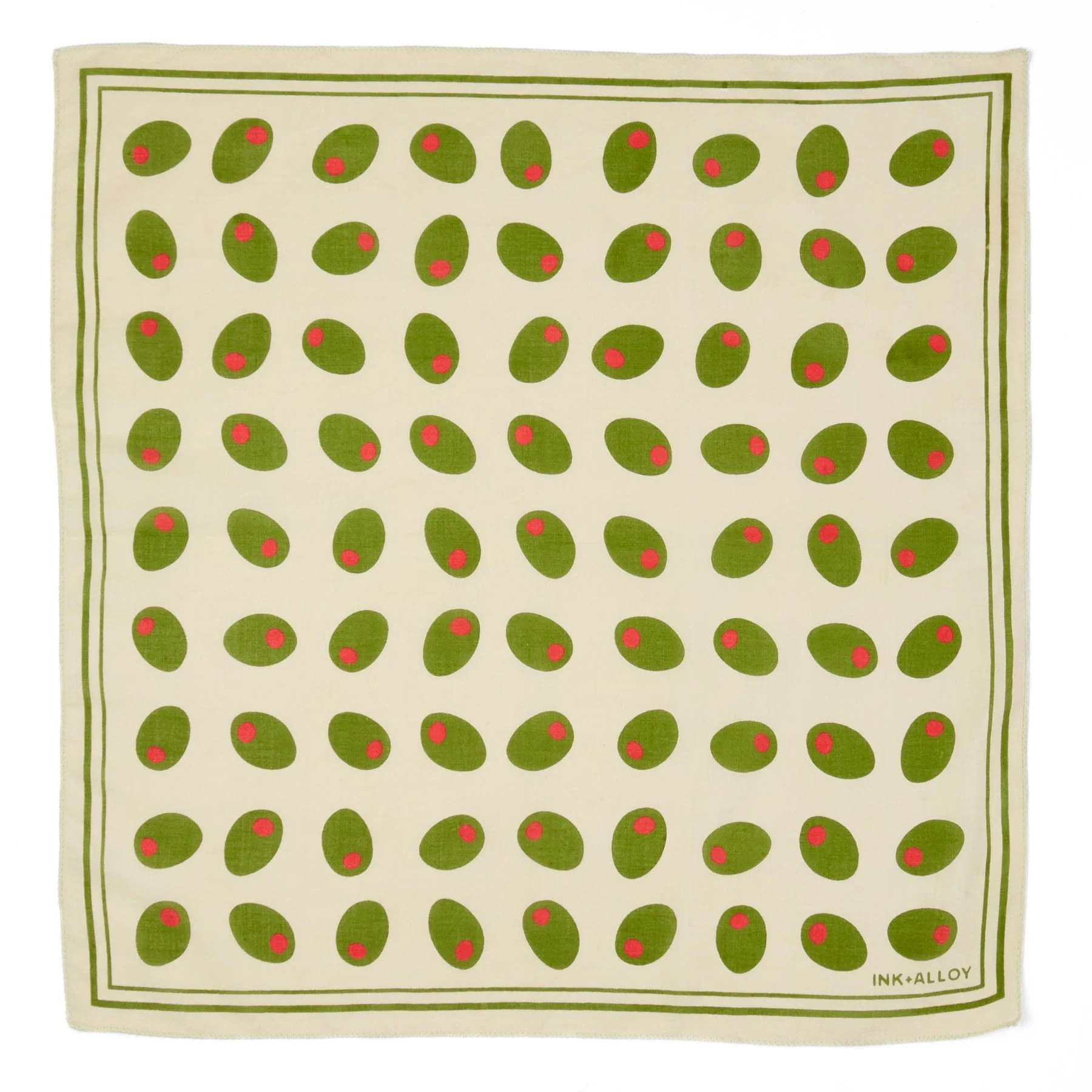 Carson Olive Print Scarf 21x21 | INK+ALLOY