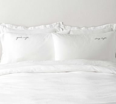 Goodnight, Sleep Tight Embroidered Belgian Flax Linen Pillowcases - Set of 2 | Pottery Barn (US)