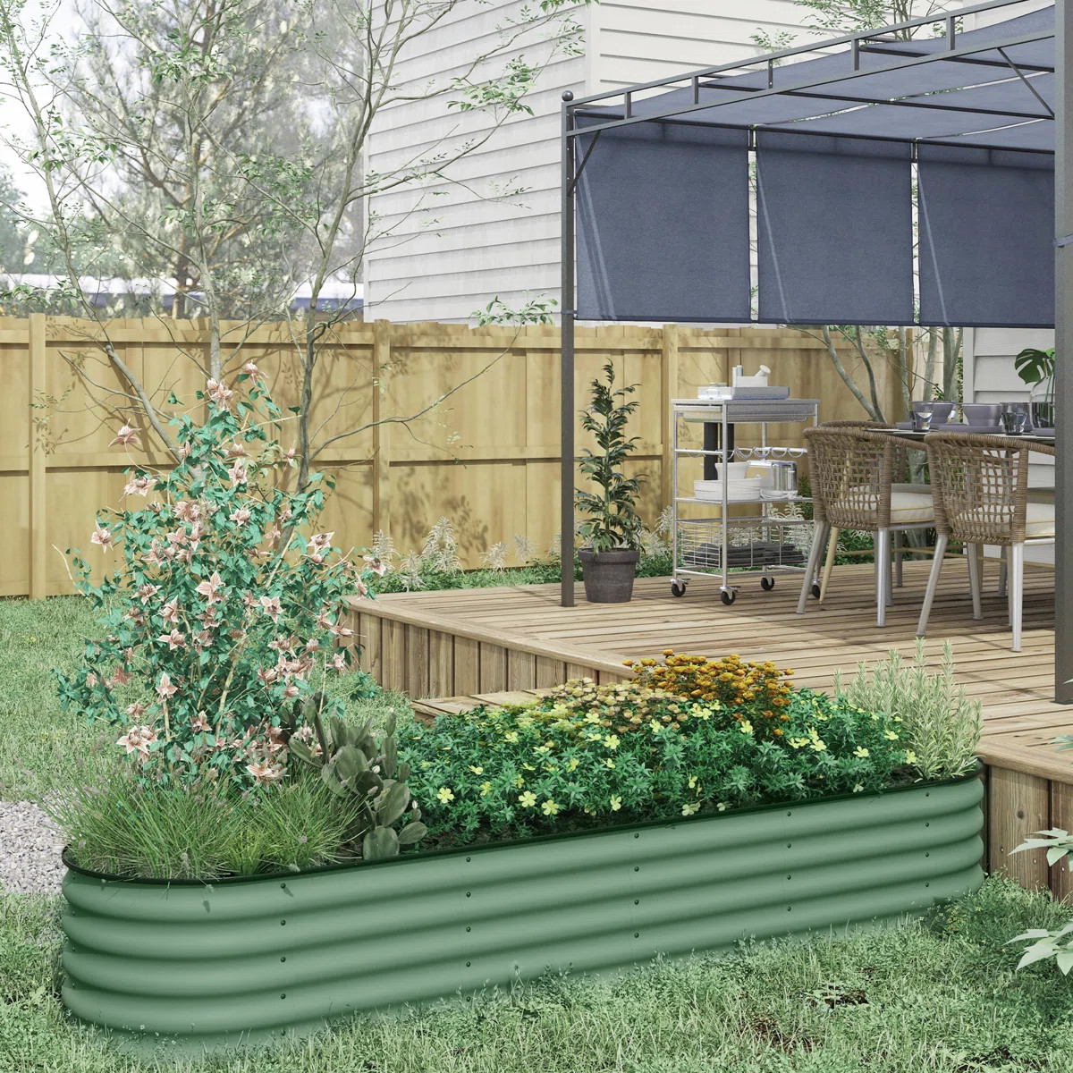 93" L X 22.5" W 16.5" H Galvanized Raised Garden Bed Kit, Outdoor Metal Planter With Edging, Char... | Wayfair North America