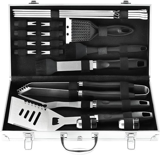 N NOBLE FAMILY 21PCS Complete BBQ Utensils Set with Aluminum Case - Enlarged Handle Stainless Ste... | Amazon (US)