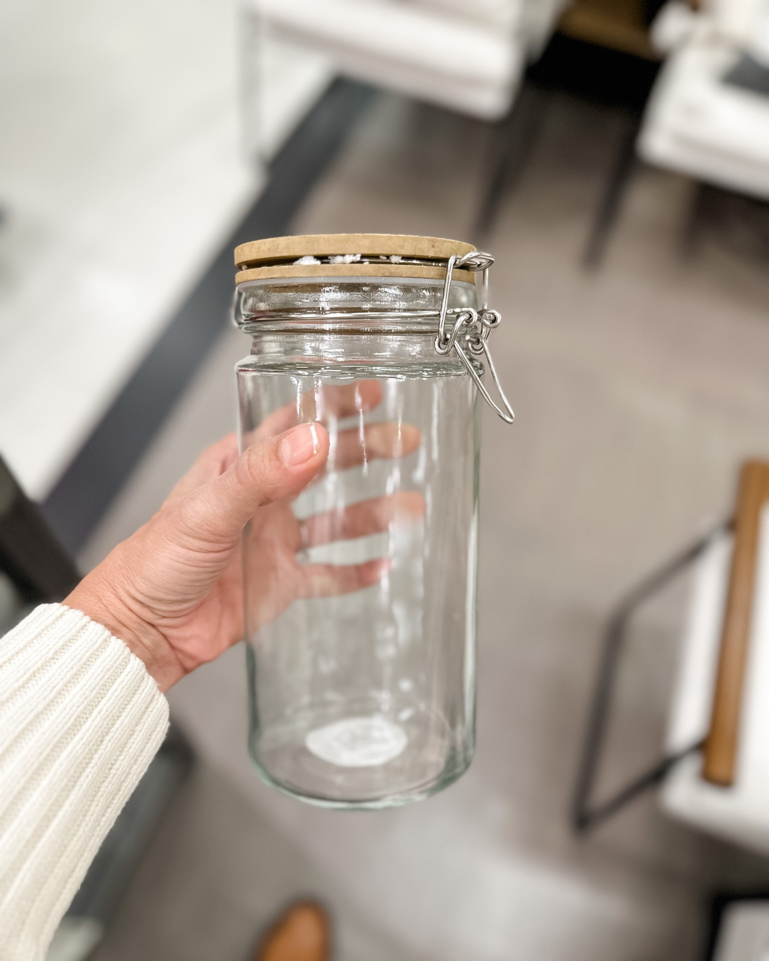 Large 47oz Glass & Wood Clamp Pantry Canister - Hearth & Hand