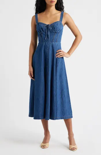 FREEMARKET Sweetheart Neck Denim Dress | Nordstrom | Nordstrom