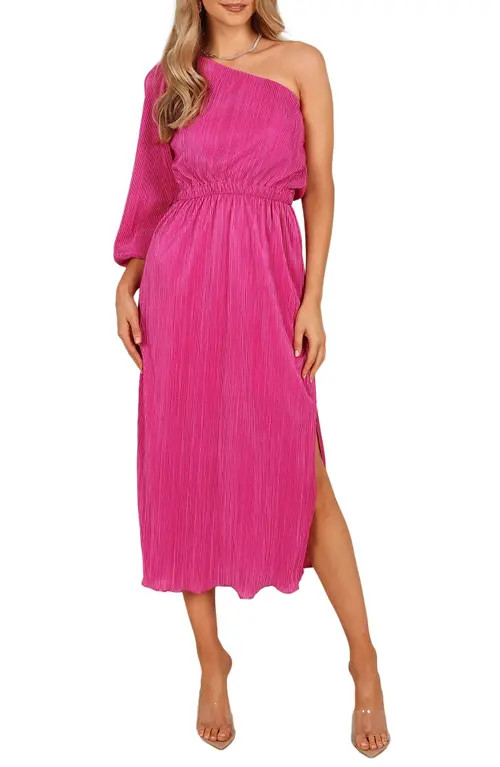 Petal & Pup Pontee Plissé One-Shoulder Midi Dress in Orchid at Nordstrom, Size Small | Nordstrom