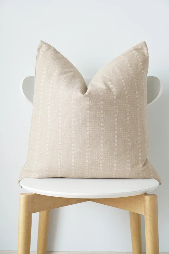 Beige White Cream Striped Pillow Cover | Etsy (US)