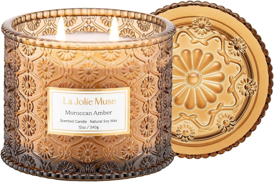 LA JOLIE MUSE Moroccan Amber Candle, Candles for Home Scented, Large 2-Wick Soy Candle, Scented C... | Amazon (US)